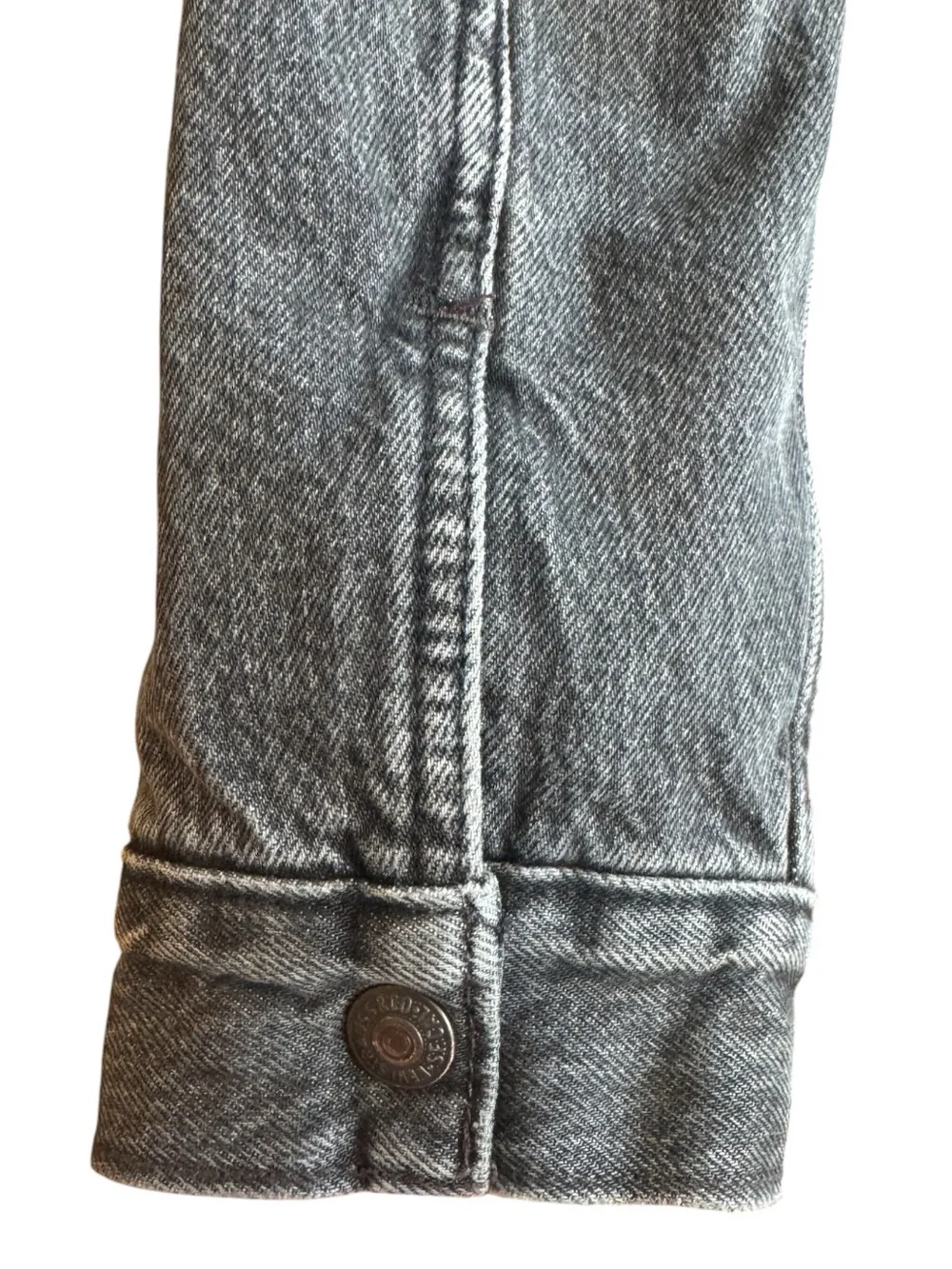 LEVIS SHERPA Jean Jacket Trucker Denim Stonewashed Cotton Black Warm Men's Large